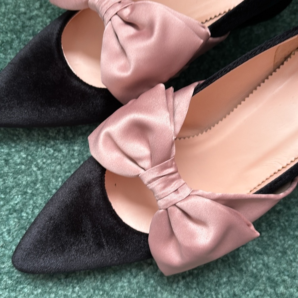 J. Crew Women's Black and Pink Bow Heels - Picture 5 of 7